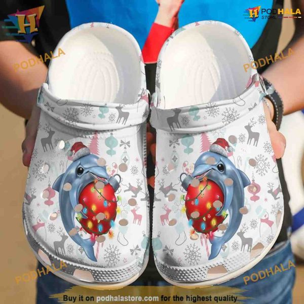 Dolphin Christmas Crocs Crocband Clog Shoes, Creative Xmas Gifts Men Women
