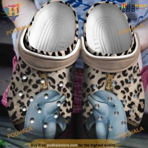 Dolphin Leopard Shoes Crocs Clogs, Birthday Christmas Gift Ideas