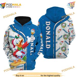 Donald Duck Blue Christmas XMAS Disney 3D Hoodie Perfect Disney Gifts 2