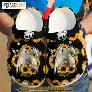 Dragon Sunflower Christmas Crocs, Creative Dragon Lover Gifts