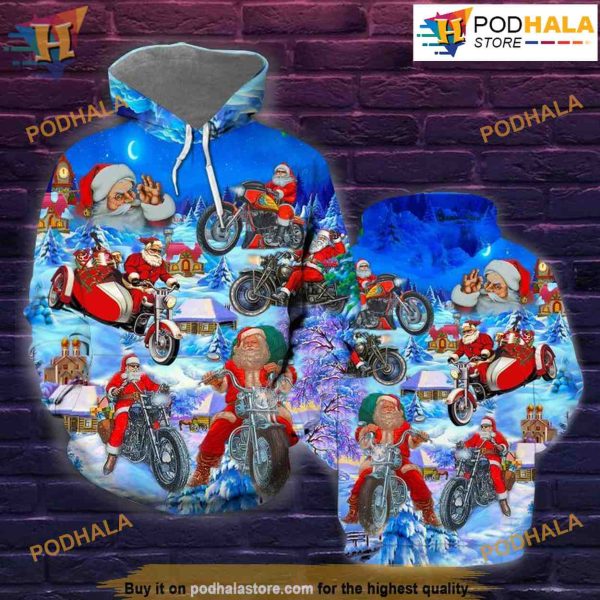 Driving With Santa Claus 3D Funny Christmas Hoodie, Xmas Gifts