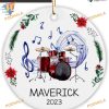 Drummer Playing Xmas Ornament, Personalized Family Ornaments