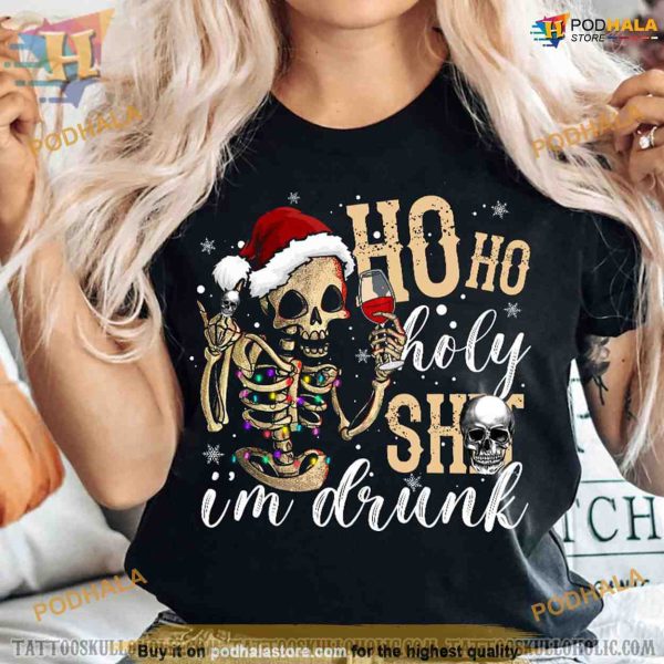 Drunken Santa Ho Ho Ho Humor Christmas Shirt, A Hit for Funny Xmas Gifts