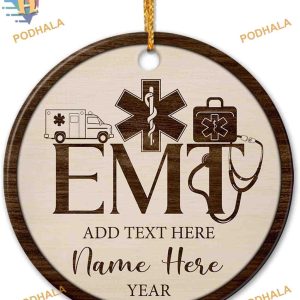 EMT Ceramic 2023 Ornament, Personalized Best EMT Ever Ornament, Retirement Gifts