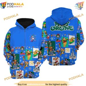 Eeyore Donkey Blue Christmas Disney 3D Hoodie Trendy Disney Apparel 2