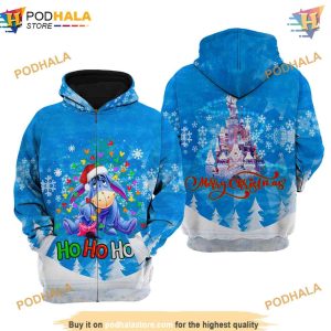 Eeyore Donkey Christmas Disney Cartoon Graphic Outfits 3D Hoodie, Disney Gift Ideas