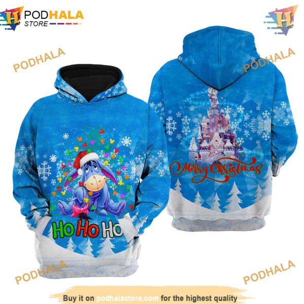 Eeyore Donkey Christmas Disney Cartoon Graphic Outfits 3D Hoodie, Disney Gift Ideas