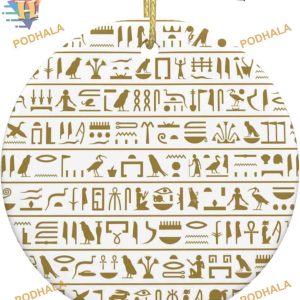 Egypt Hieroglyphs Ornament, Personalized Round Porcelain Christmas Ornaments 2023