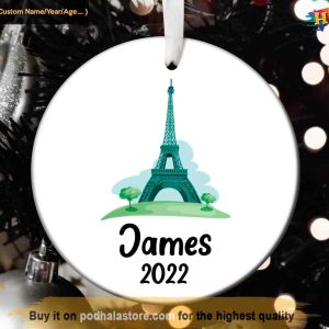 Eiffel Tower Personalized Christmas Ornament, Parisian Holiday Charm