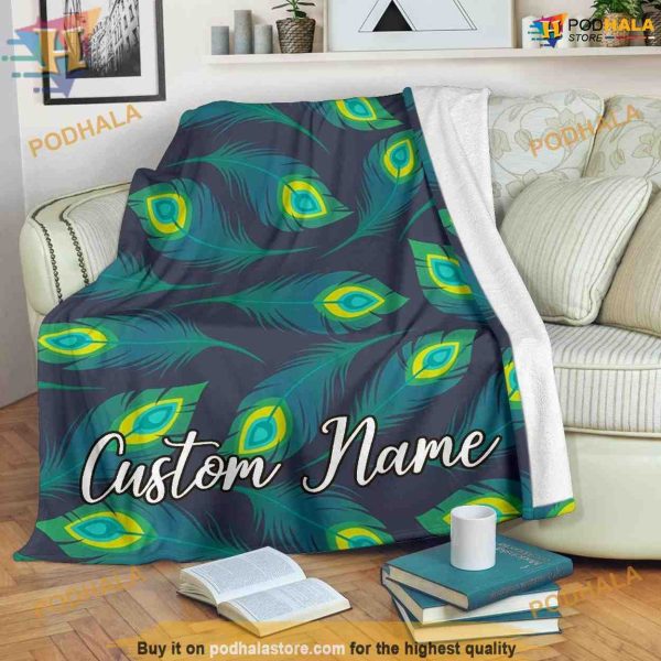 Elegant Peacock Fleece Blanket, Luxurious Blanket, Funny Xmas Gifts