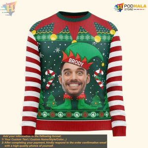 Elf Custom Family Christmas Sweater Personalized Ugly Photo Gift 2
