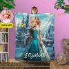 Elsa Princesses Photo Blanket, Custom Frozen Cartoon Blanket with Face
