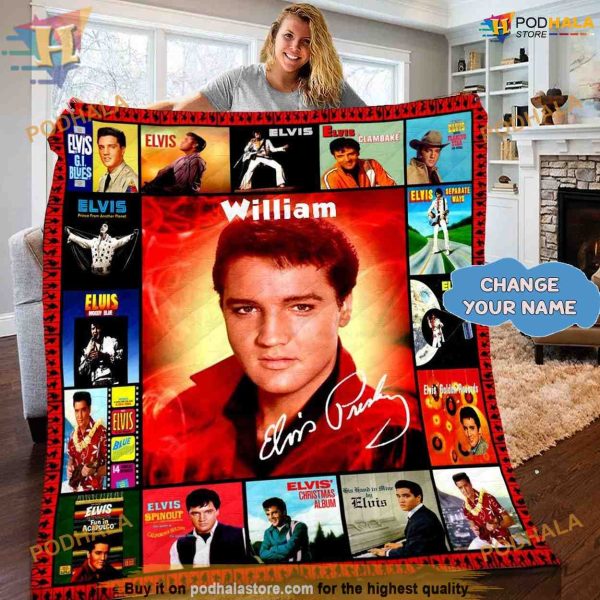 Elvis Presley Rock Blanket, Personalized King of Rock Fleece