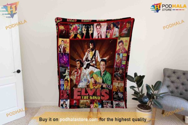 Elvis Retro King’s Blanket, Rock Memorabilia Fleece Blanket, Funny Xmas Gifts