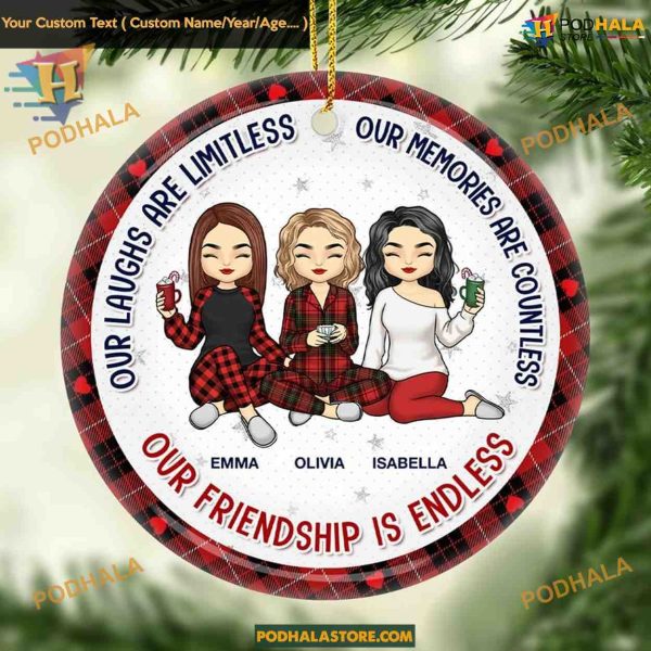 Endless Friendship Ceramic Ornament, Custom Christmas Ornaments Gifts 2023