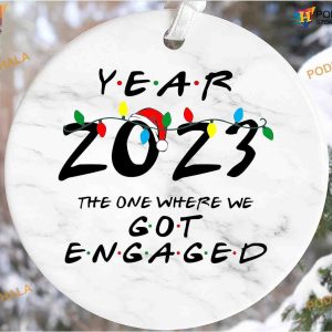 Engaged 2023 Christmas Ornament, Personalized Family Keepsake, Engagement Gift