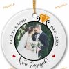 Engaged 2023 Ornament Personalized Photo, Custom Names & Date, Couples Ceramic Keepsake