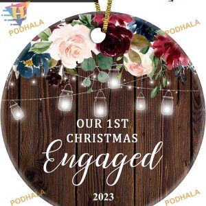 Engaged Couple First Christmas 2023 Ornament, Custom Christmas Ornaments