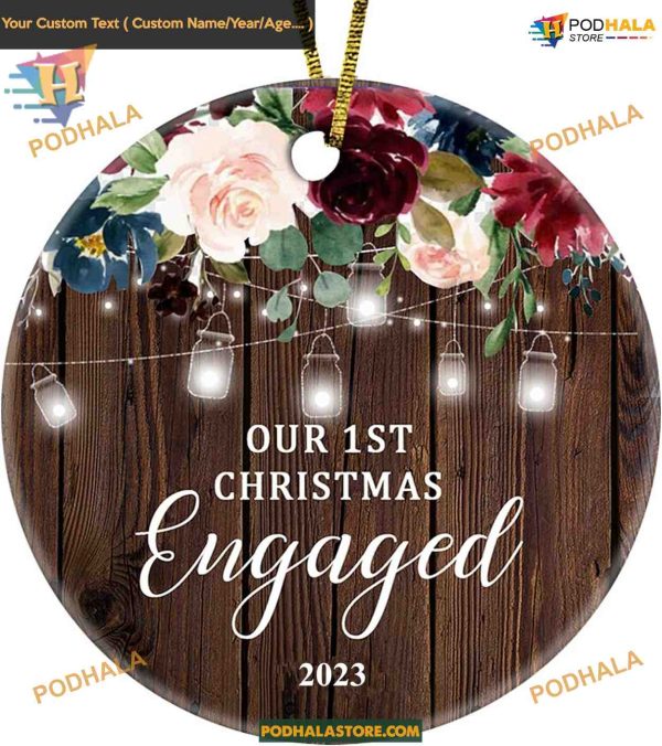 Engaged Couple First Christmas 2023 Ornament, Custom Christmas Ornaments