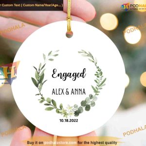 Engagement Bliss Personalized Ornament, Cherishing Couple's First Christmas