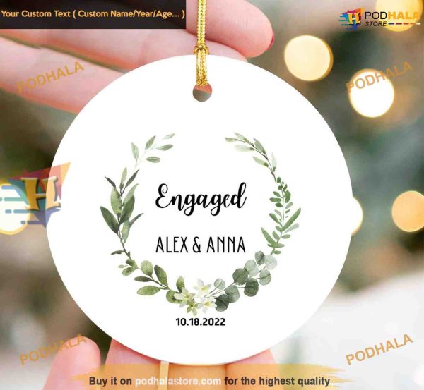 Engagement Bliss Personalized Ornament, Cherishing Couple’s First Christmas