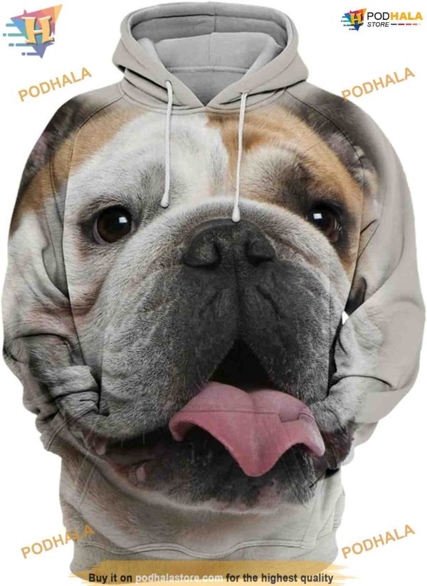 English Bulldog Dog Full Printing 3D Hoodie Sweatshirt