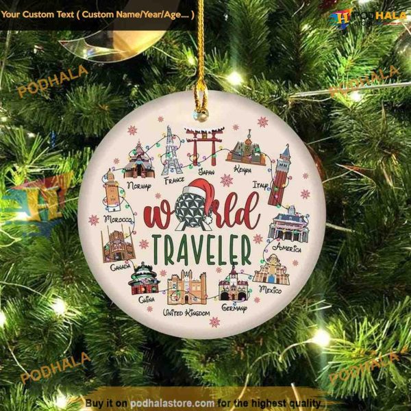 Epcot Holiday Magic Personalized Christmas Ceramic Ornament, Worldly Celebrations
