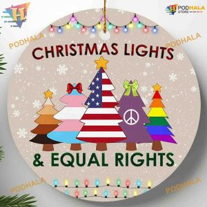 Equality & Rights 2023 Christmas Ornament, Feminist LGBTQ Patriotic Decor