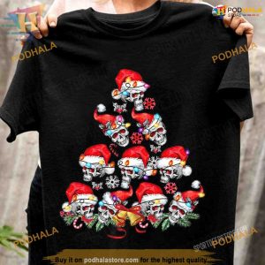 Evil Skull Christmas Hat Shirt, Dark Humor Family Christmas Shirt Ideas