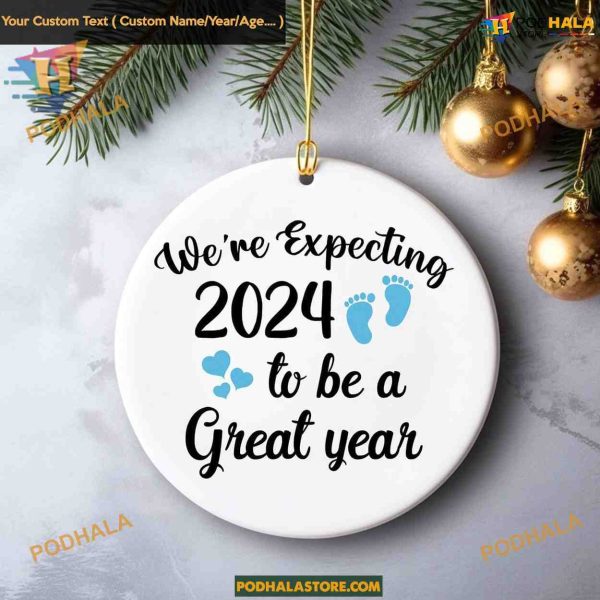 Expecting Mom and Dad 2024 Christmas Ornament, Baby Boy Announcement