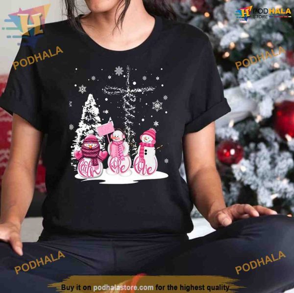 Faith Hope Jesus Snowman Shirt, Inspirational Matching Family Christmas Shirt