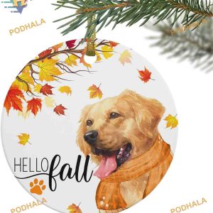 Fall Thanksgiving 2023 Autumn Leaf Dog Ornaments, Family Christmas Tree Decor