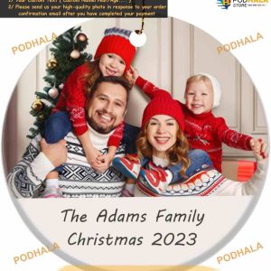 Family Christmas Ornament 2023 Personalized Custom Picture Text, Ceramic Keepsake Decoration