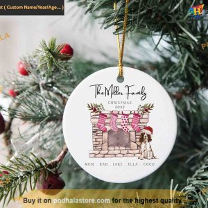 Family Christmas Ornament with Hanging Stocking, Custom Holiday Gift
