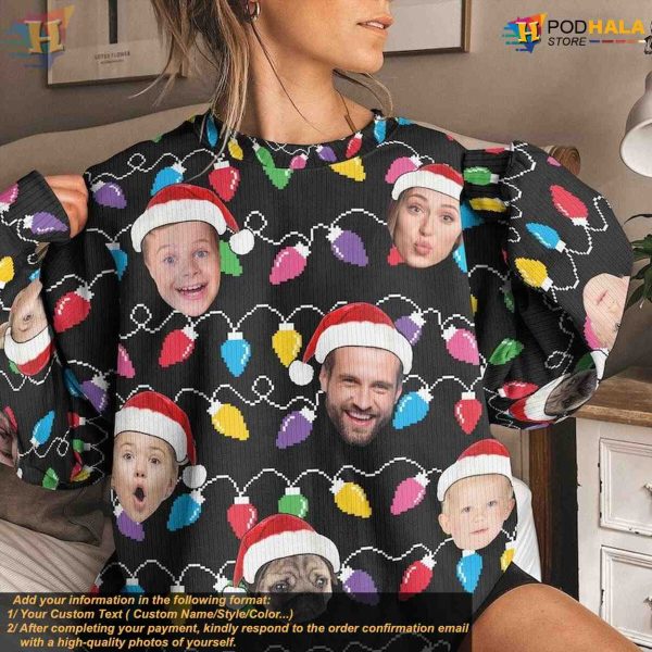 Family Christmas Sweater with Custom Faces, Funny Personalized Gift