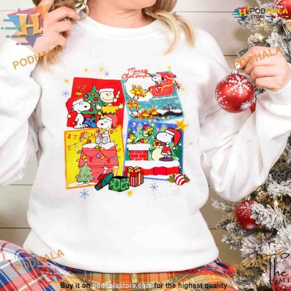 Family Christmas with Snoopy Peanuts Cartoon Dog Sweatshirt, Xmas Fun