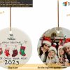 Family Ornament 2023 Custom Christmas, Personalized Family of 4 Ceramic Keepsake