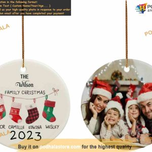Family Ornament 2023 Custom Christmas, Personalized Family of 4 Ceramic Keepsake