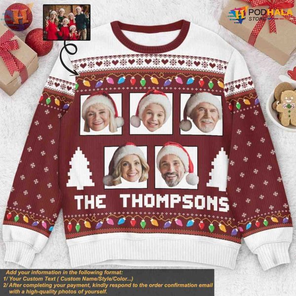Family Ugly Christmas Sweater, Custom Photo, Personalized Xmas Gift