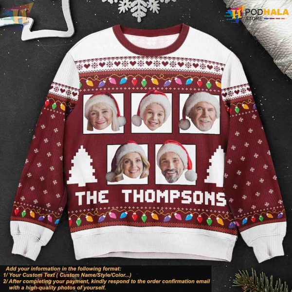 Family Ugly Christmas Sweater, Custom Photo, Personalized Xmas Gift