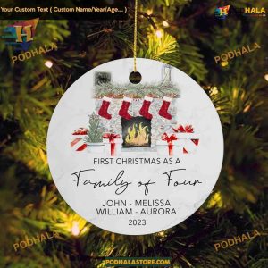 Family of Four Custom Christmas Ornament 2023, Personalized Holiday Decor