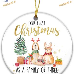 Family of Three 2023 Baby's First Christmas Keepsake Ceramic Ornament