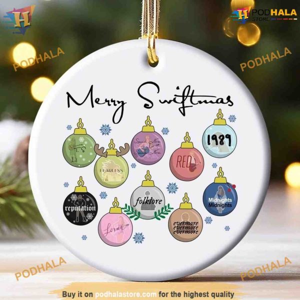 Famous Christmas Ceramic Ornament, Swiftie Fan Christmas Gift, Tour Memorabilia