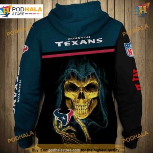 Fan Favorite Houston Texans 3D Hoodie Skull Pullover Sweatshirt 2
