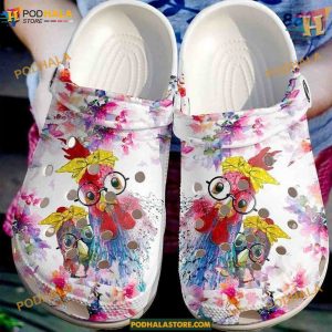 Farmer Crazy Chickens Classic Clogs Crocs, Funny Footwear for Farm Lovers