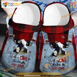 Farmer Girl Plaid Crocs, Dairy Cow Themed Funny Xmas Gifts