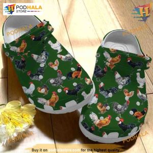 Farmer Rooster Pattern Crocs, Printed Farmhouse Design, Chicken Croc Style