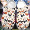 Farmer White Chicken Pattern Clogs Crocs Shoes, Funny Footwear for Farm Style