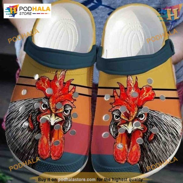 Farmhouse Rooster Vintage Crocs, Ideal for Chicken and Farm Lovers