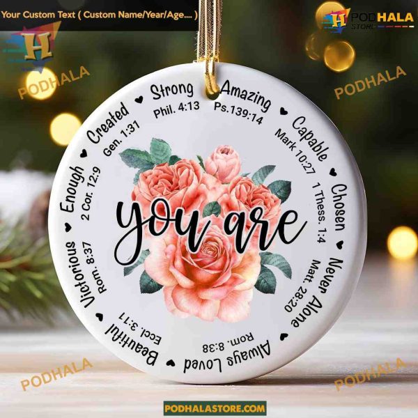 Fastpeace Christian Religious 2023 Ornament, God Says You Are, Faith Ceramic Ornament